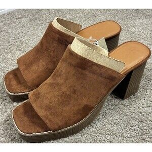 Womens Gabby Platform Heels Universal Thread Cognac Brown Size 12 Faux Suede NWT